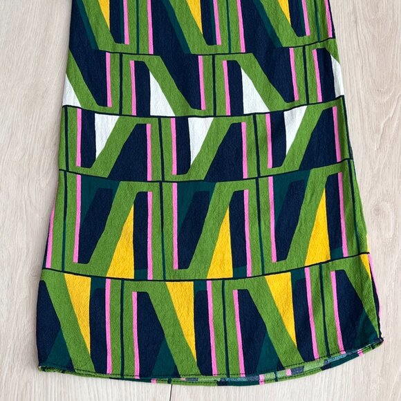 Zara Geometric Green Yellow Pink Print Palazzo Pants w/ Pockets M 60's Aesthetic - Picture 13 of 15